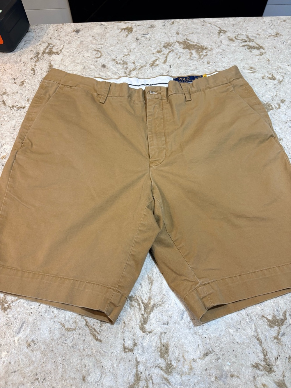 Polo by Ralph Lauren Men's Khaki Flat-Front Cotton Shorts